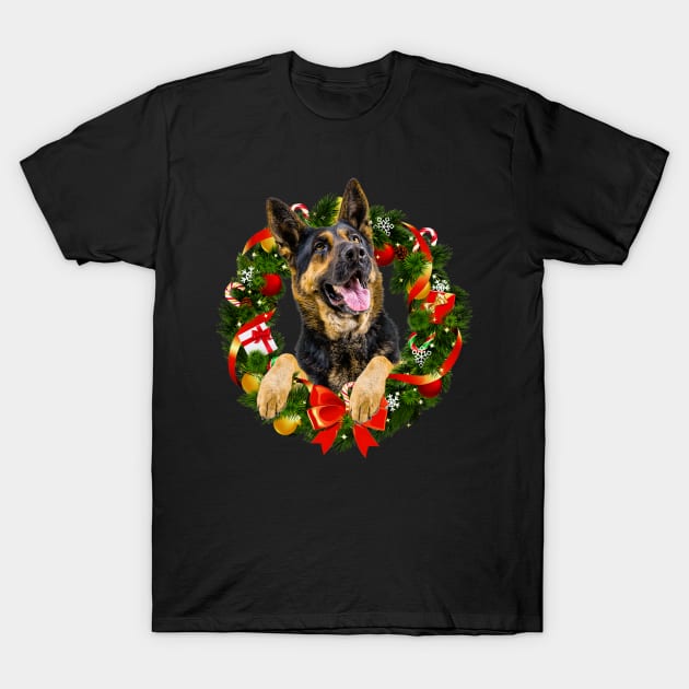 Funny German Shepherd Christmas Wreath Ornament T-Shirt by Magazine